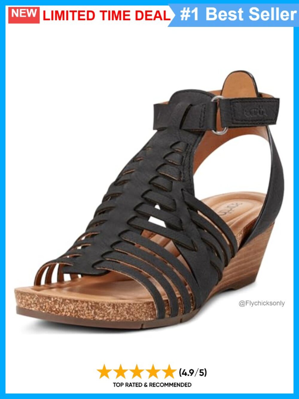 Cork Footbed Cushioned Arch Support Comfort Wedge Sandals